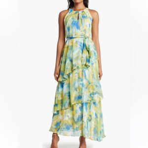 Tahari Elegant Multicolor Maxi Dress